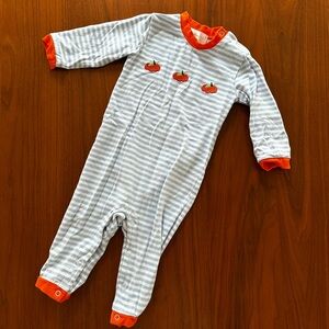 Cecil & Lou Striped Blue & White Pumpkin One-Piece size 9 months